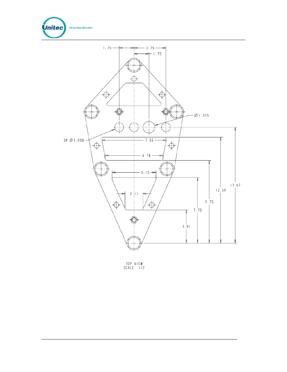 Figure 5. portal base dimensions | Unitec Portal Site Planning & Base User Manual | Page 9 / 22