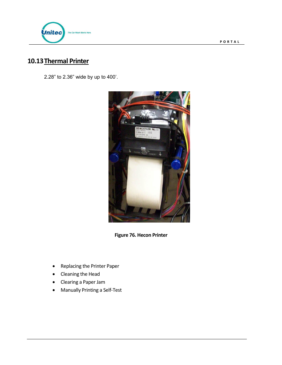Thermal printer, Figure 76. hecon printer, 13 thermal printer | Unitec Portal Owner’s Manual User Manual | Page 100 / 105