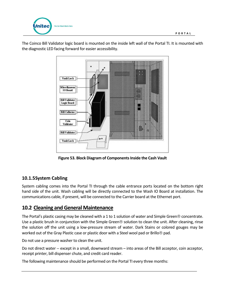 System cabling, Cleaning and general maintenance, 2 cleaning and general maintenance | Unitec Portal Owner’s Manual User Manual | Page 71 / 105
