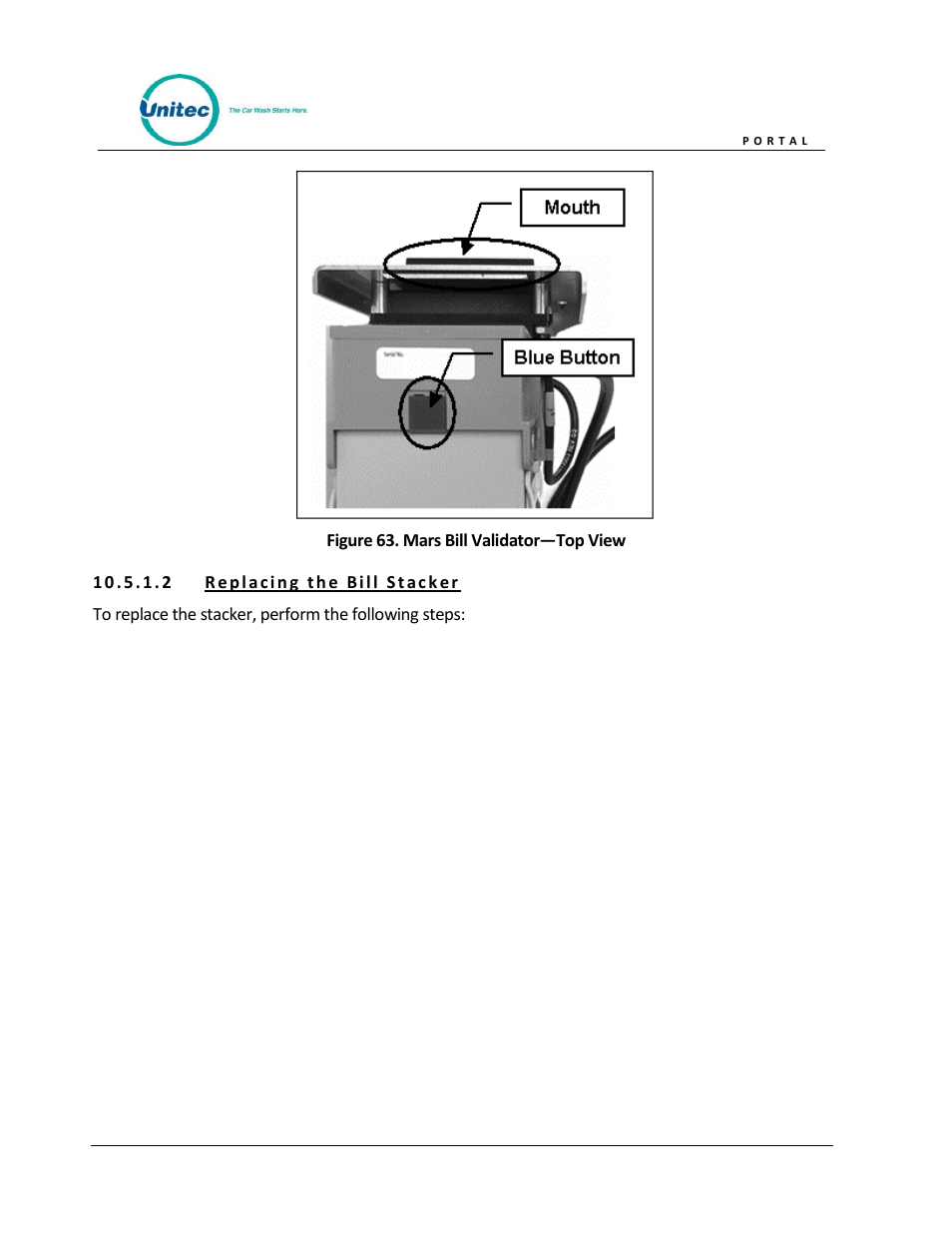 Figure 63. mars bill validator—top view | Unitec Portal Owner’s Manual User Manual | Page 82 / 105