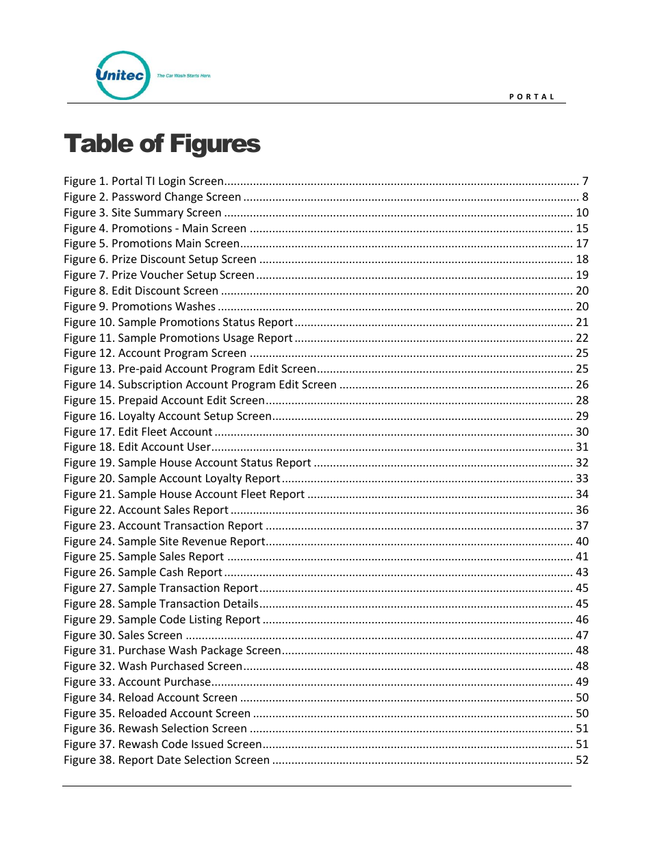 Table of figures | Unitec Portal Owner’s Manual User Manual | Page 9 / 105