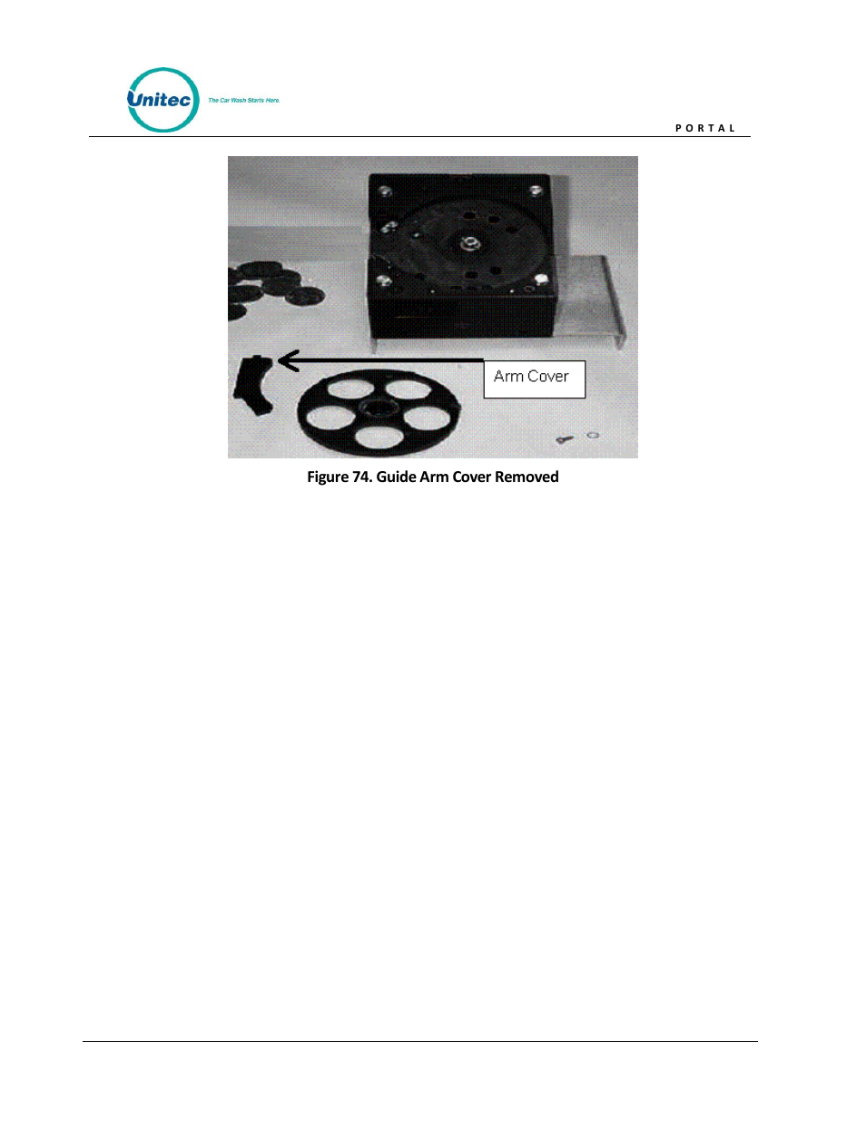 Figure 74. guide arm cover removed | Unitec Portal Owner’s Manual User Manual | Page 96 / 105