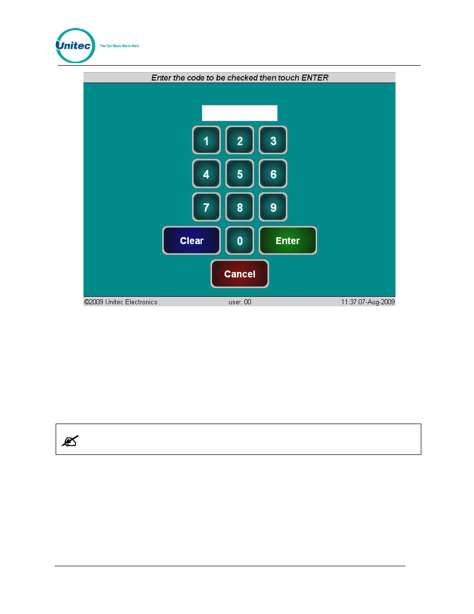 3 console diagnostics, 1 calibrate the touch-screen, Console diagnostics | Calibrate the touch-screen, Figure 8. check-void code screen | Unitec Portal Console User Manual | Page 15 / 19