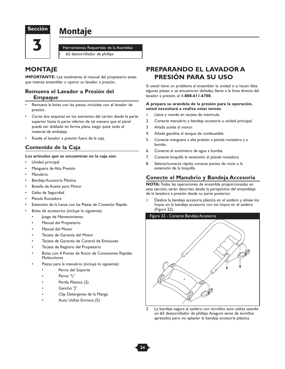 Montaje, Preparando el lavador a presión para su uso | Briggs & Stratton TROY-BILT 1903 User Manual | Page 24 / 36