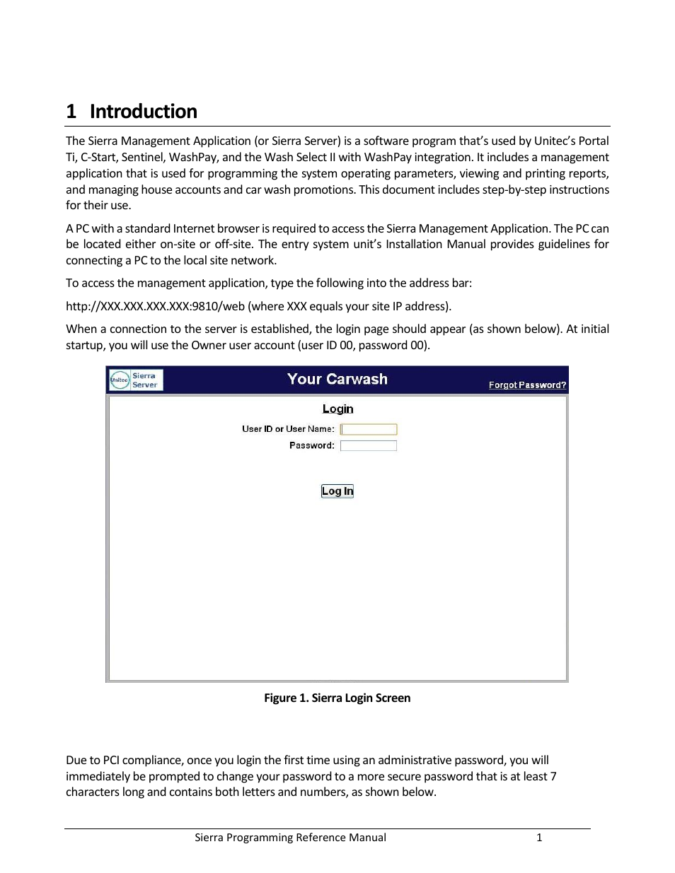 Introduction, Figure 1. sierra login screen, 1 introduction | Unitec Sierra Management System User Manual | Page 11 / 112