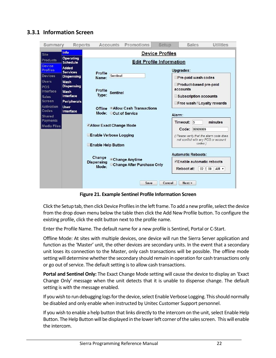 Information screen, 1 information screen | Unitec Sierra Management System User Manual | Page 32 / 112