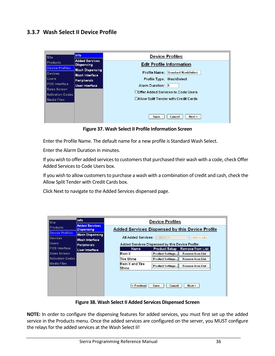 Wash select ii device profile, 7 wash select ii device profile | Unitec Sierra Management System User Manual | Page 46 / 112