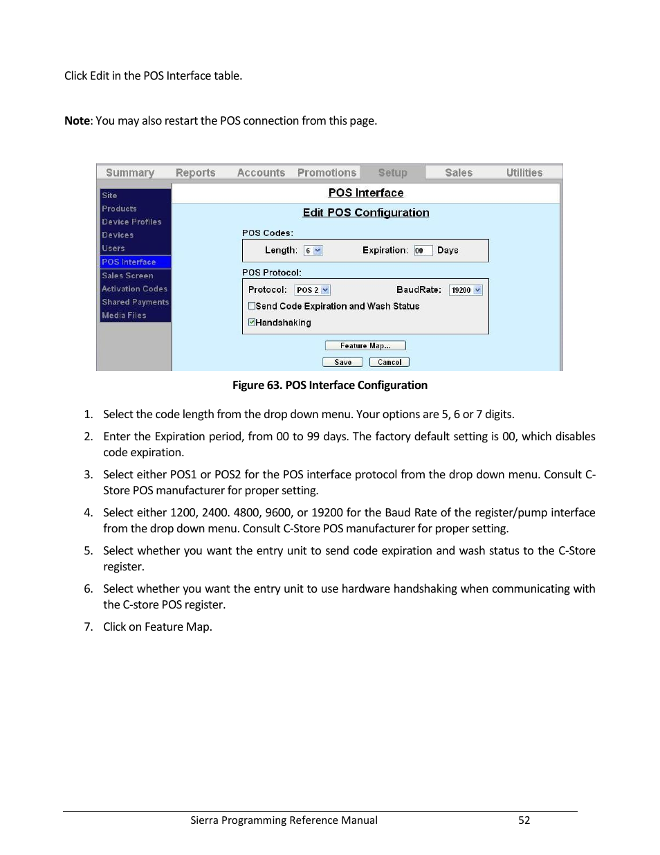 Figure 63. pos interface configuration | Unitec Sierra Management System User Manual | Page 62 / 112