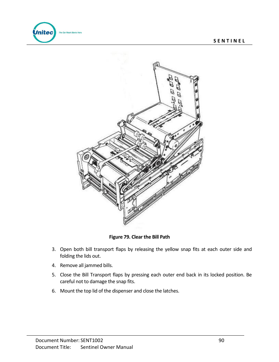 Figure 79. clear the bill path | Unitec Sentine Owner’s Manual User Manual | Page 100 / 100