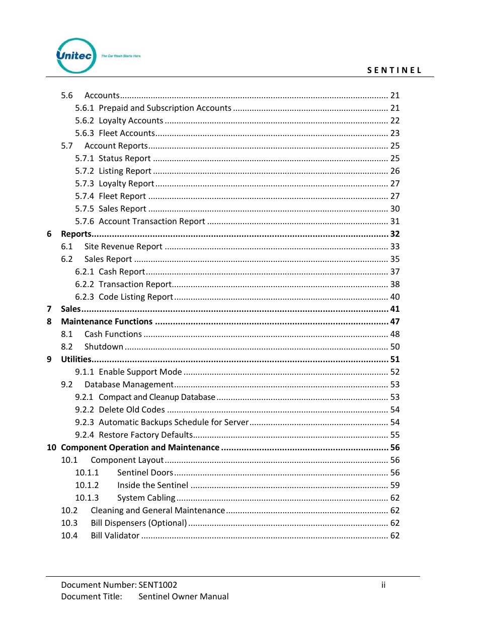 Unitec Sentine Owner’s Manual User Manual | Page 6 / 100