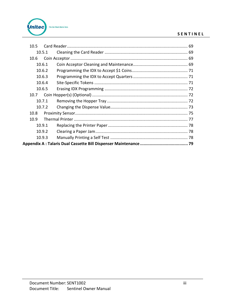 Unitec Sentine Owner’s Manual User Manual | Page 7 / 100