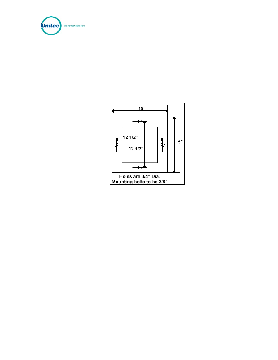 Figure 23. gate base bolt positioning | Unitec Wash Select II POS Installation Manual User Manual | Page 63 / 64