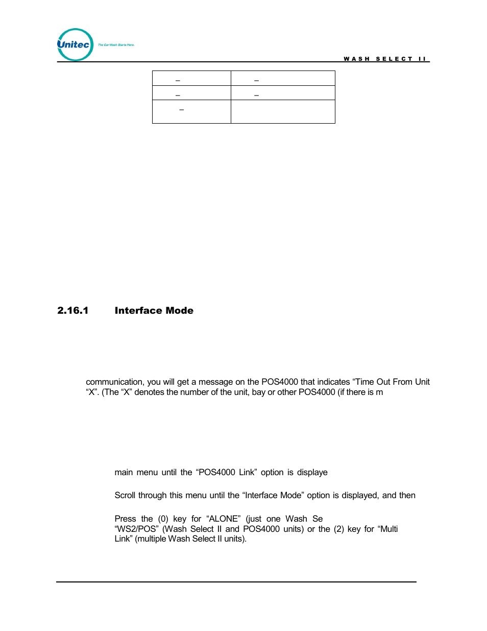 Interface mode | Unitec Wash Select II POS Owner’s Manual User Manual | Page 108 / 214