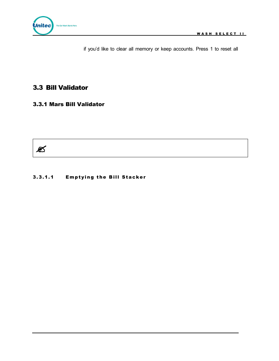 Bill validator, Mars bill validator, 3 bill validator | Unitec Wash Select II POS Owner’s Manual User Manual | Page 117 / 214