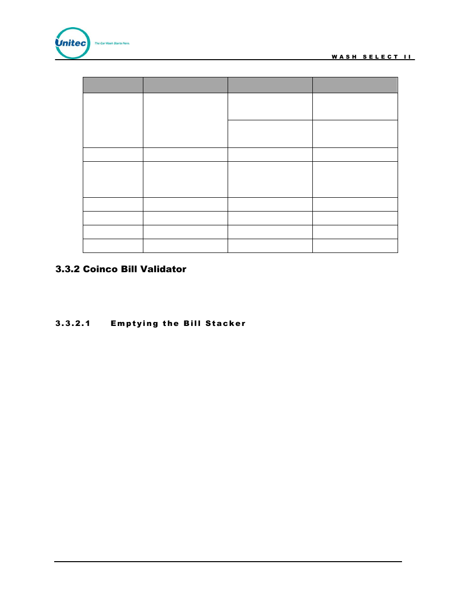 Coinco bill validator, Table 19. mars bill validator dip switches, Switch on off default | 2 coinco bill validator | Unitec Wash Select II POS Owner’s Manual User Manual | Page 124 / 214