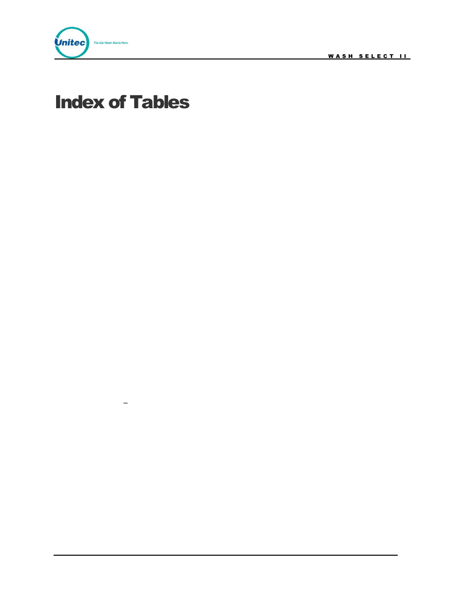 Index of tables | Unitec Wash Select II POS Owner’s Manual User Manual | Page 14 / 214