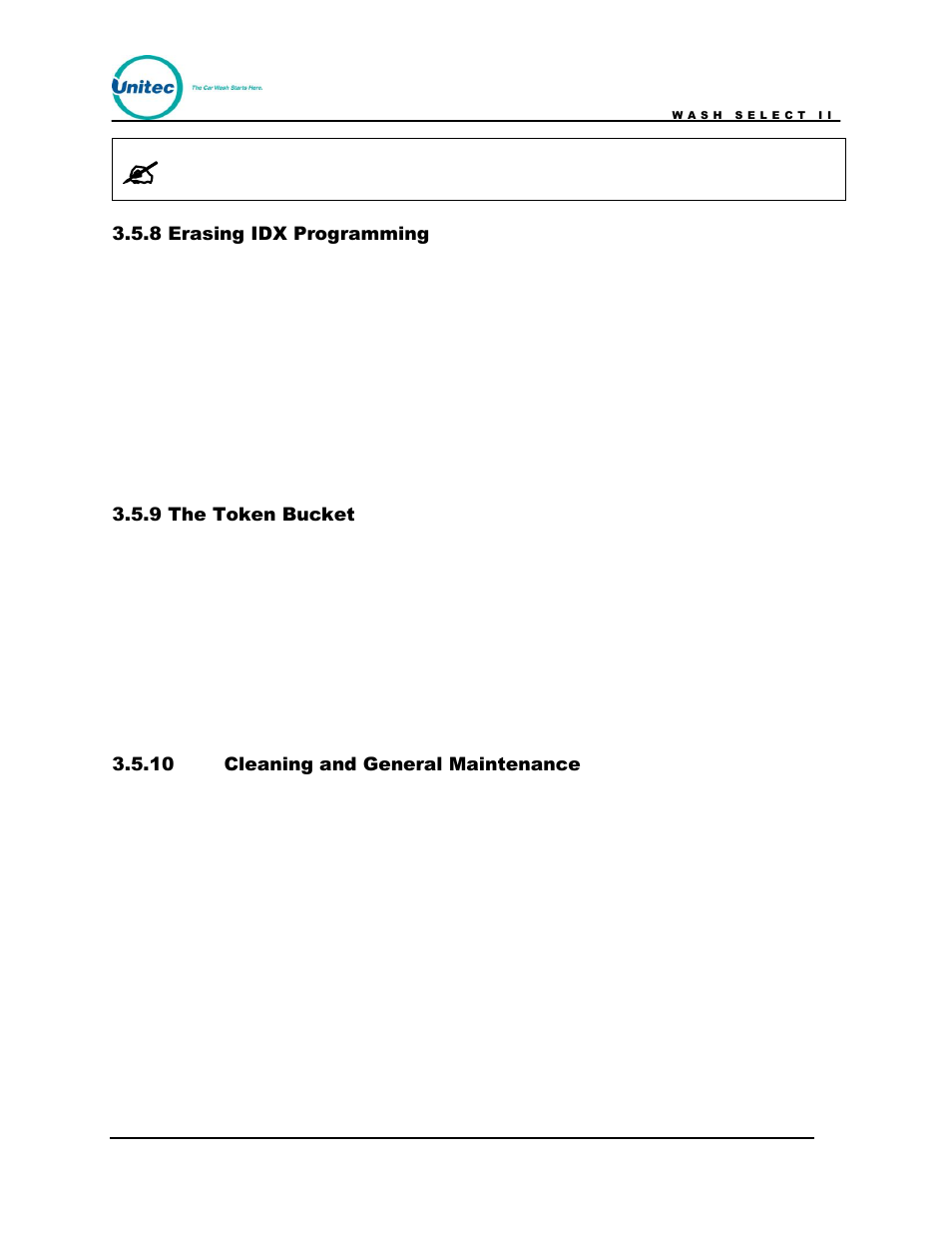 Erasing idx programming, The token bucket, Cleaning and general maintenance | Unitec Wash Select II POS Owner’s Manual User Manual | Page 143 / 214