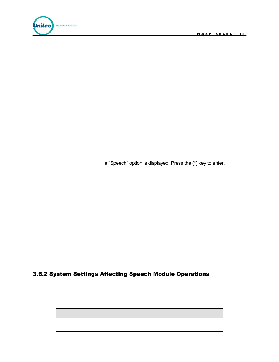 System settings affecting speech module operations | Unitec Wash Select II POS Owner’s Manual User Manual | Page 146 / 214