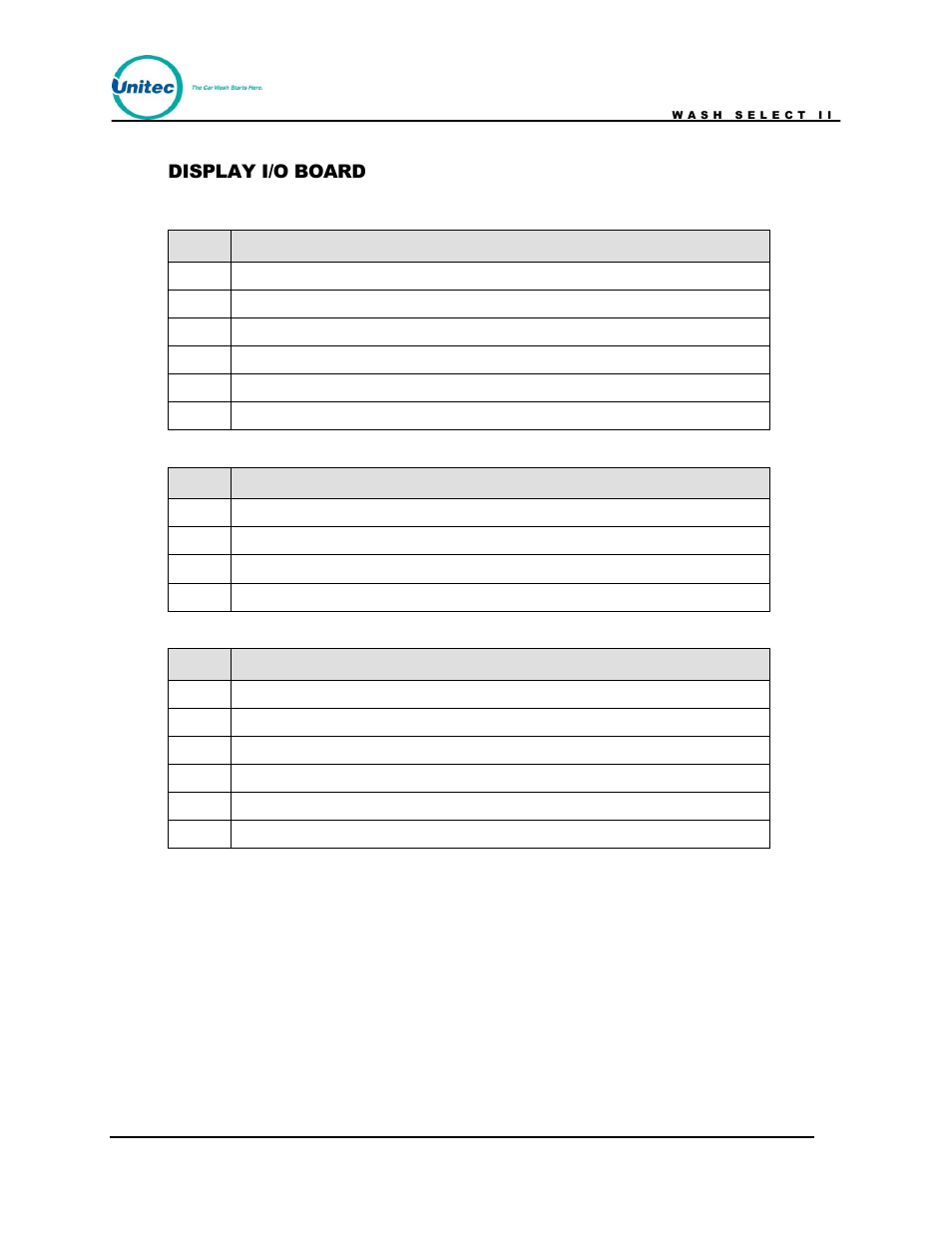 Display i/o board, Pin description | Unitec Wash Select II POS Owner’s Manual User Manual | Page 186 / 214