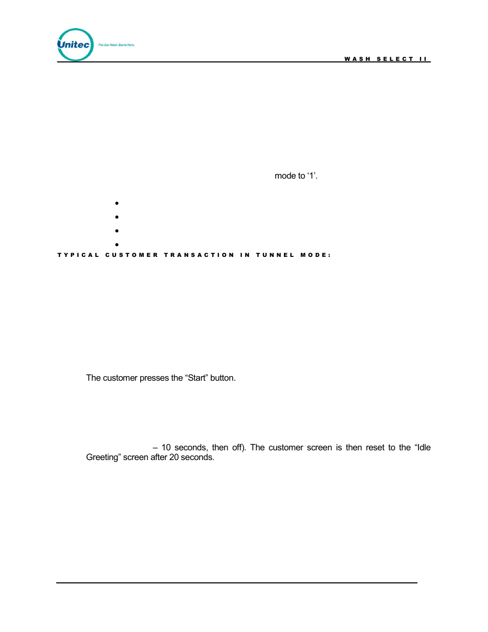 Appendix e, Tunnel mode, Appendix e. tunnel mode | Unitec Wash Select II POS Owner’s Manual User Manual | Page 195 / 214