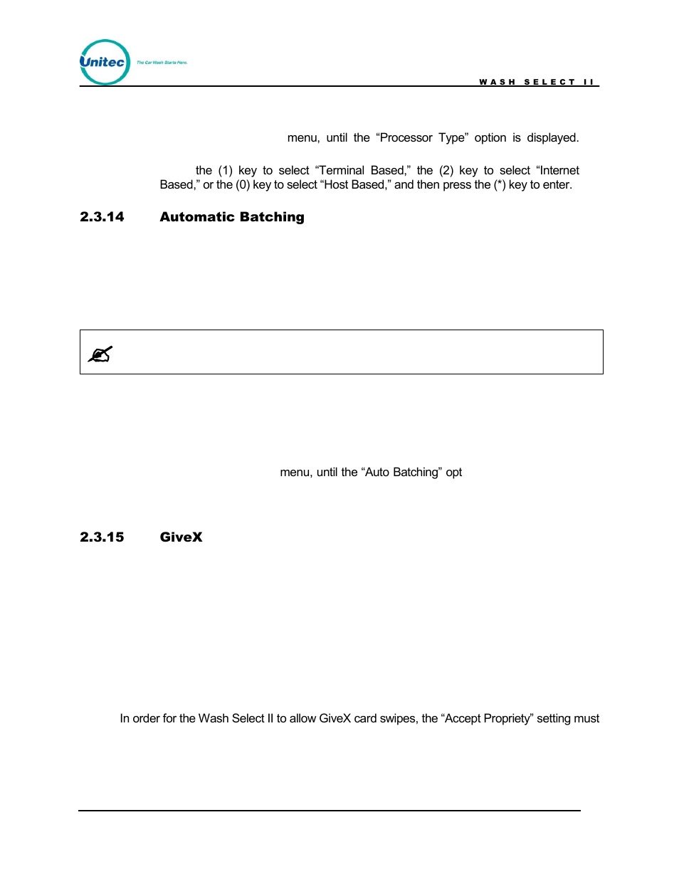 Automatic batching, Givex | Unitec Wash Select II POS Owner’s Manual User Manual | Page 38 / 214