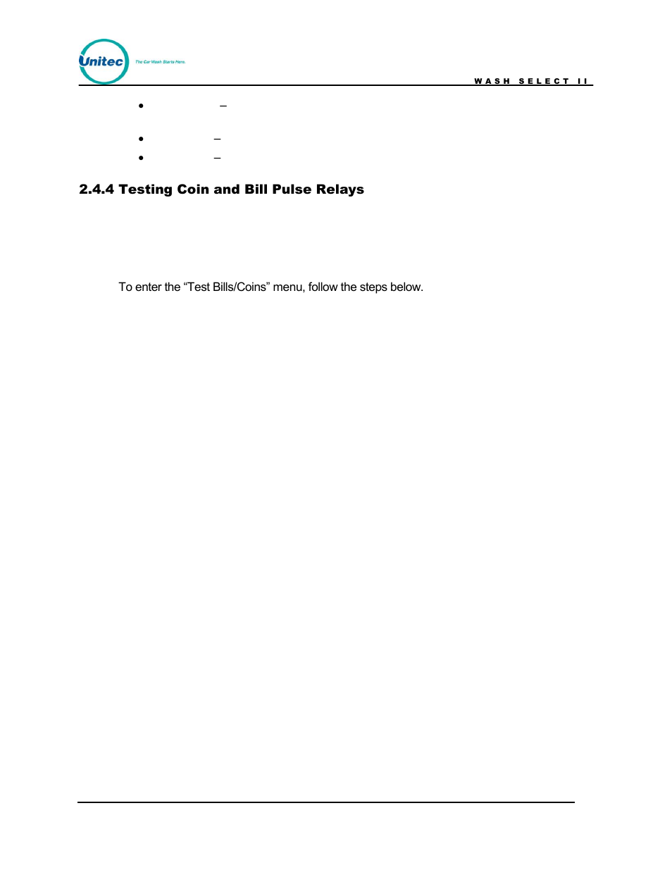Testing coin and bill pulse relays | Unitec Wash Select II POS Owner’s Manual User Manual | Page 45 / 214
