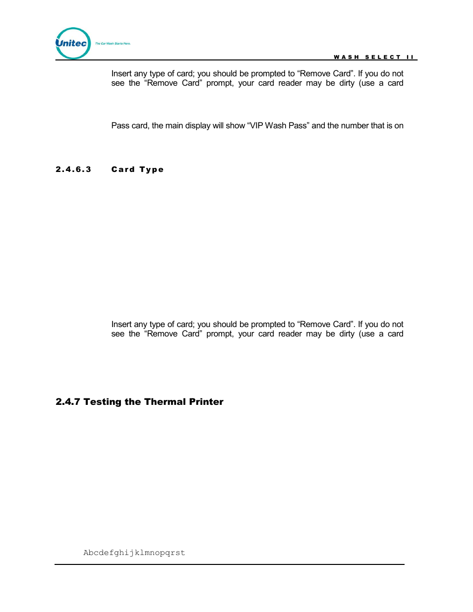 Testing the thermal printer | Unitec Wash Select II POS Owner’s Manual User Manual | Page 48 / 214