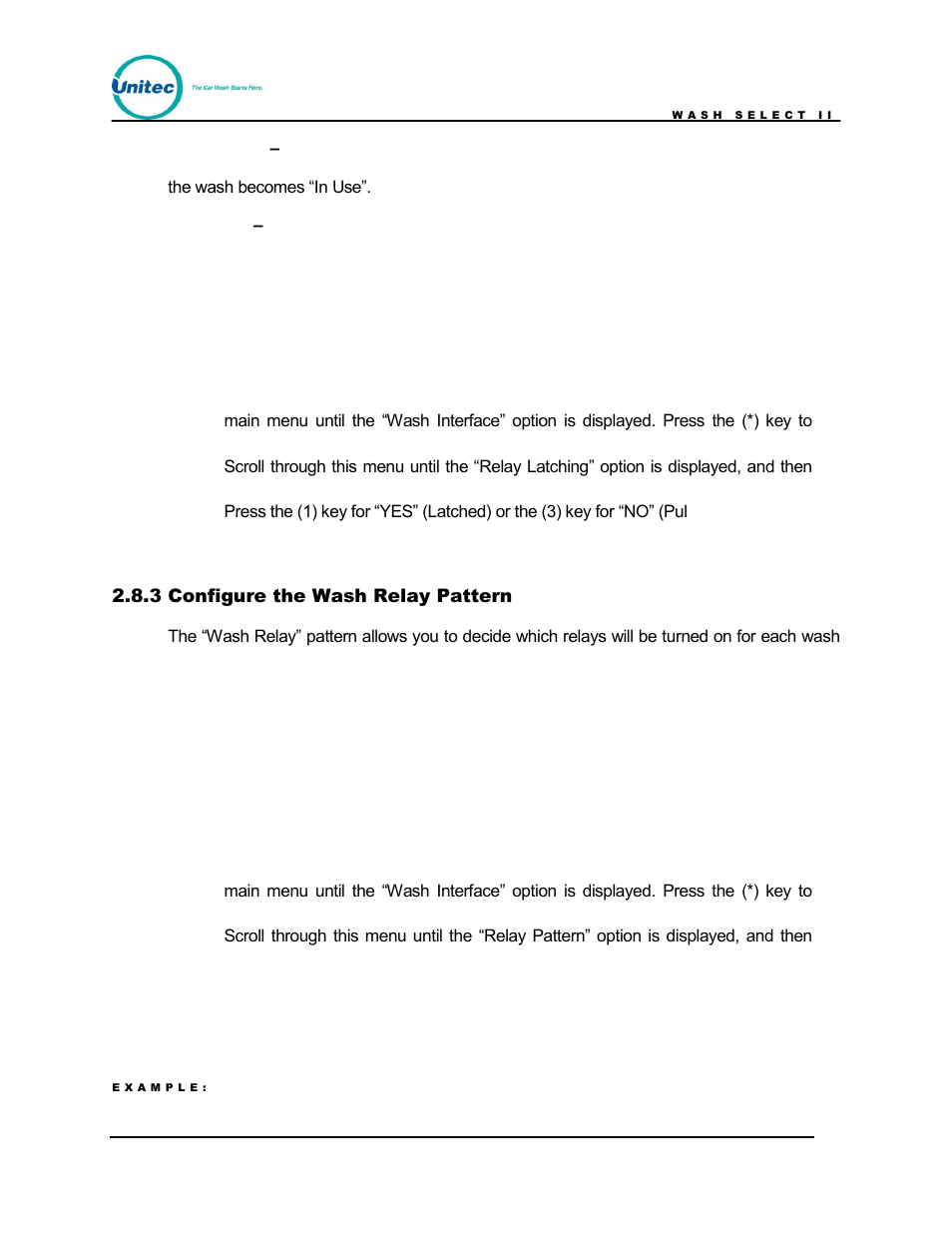Configure the wash relay pattern | Unitec Wash Select II POS Owner’s Manual User Manual | Page 62 / 214
