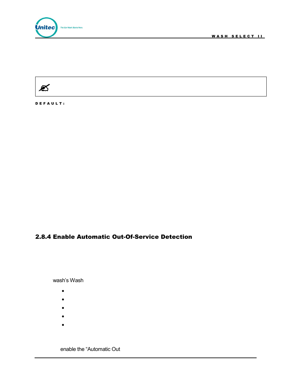 Enable automatic out-of-service detection | Unitec Wash Select II POS Owner’s Manual User Manual | Page 63 / 214