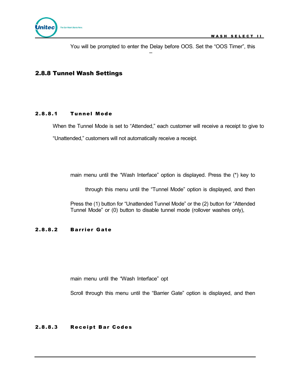 Tunnel wash settings | Unitec Wash Select II POS Owner’s Manual User Manual | Page 66 / 214