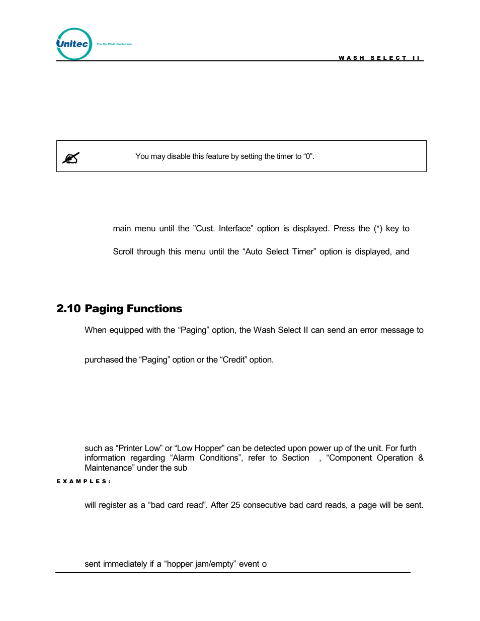 Paging functions, 10 paging functions | Unitec Wash Select II POS Owner’s Manual User Manual | Page 74 / 214