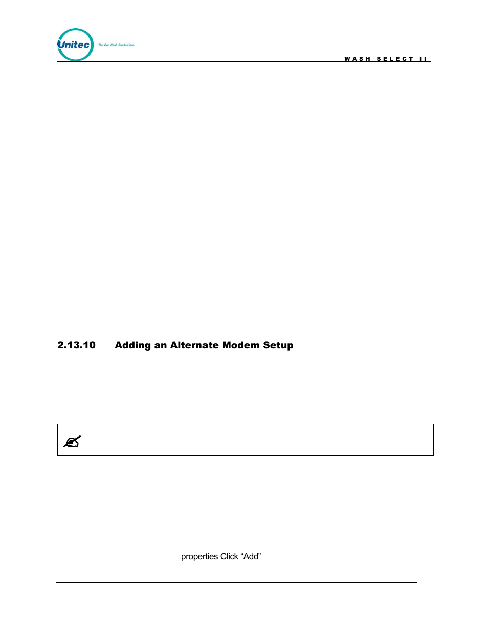 Adding an alternate modem setup | Unitec Wash Select II POS Owner’s Manual User Manual | Page 97 / 214