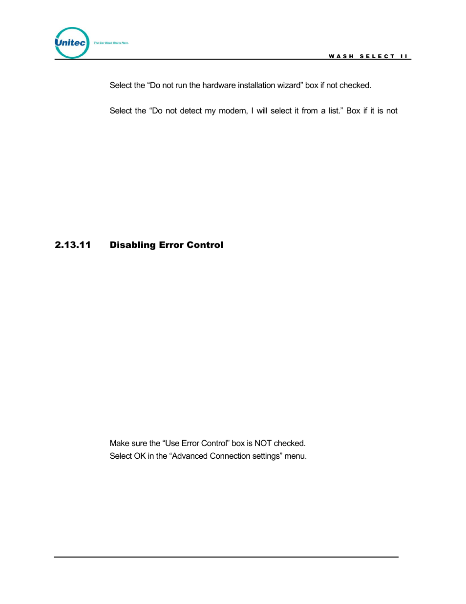 Disabling error control | Unitec Wash Select II POS Owner’s Manual User Manual | Page 98 / 214