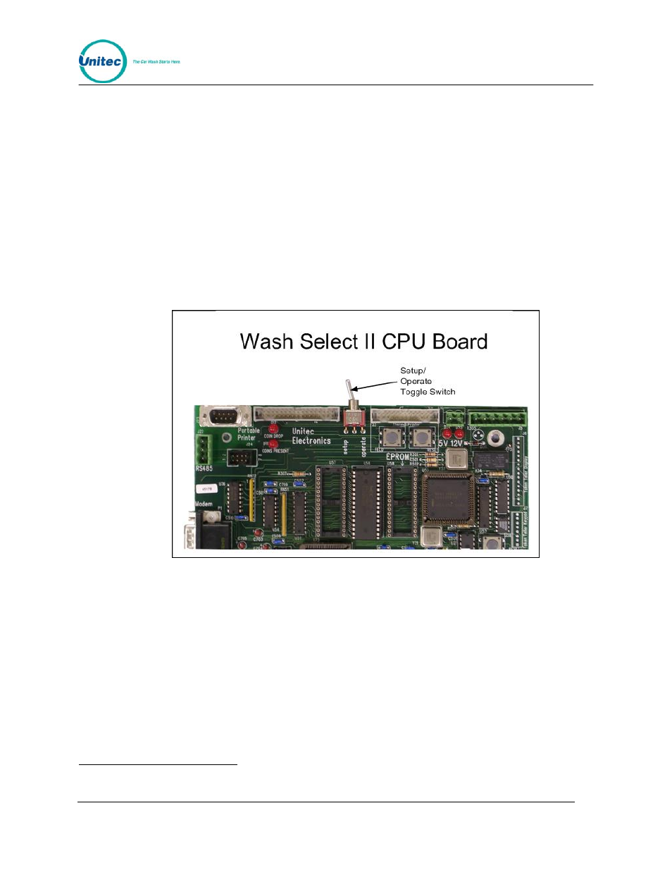 3 setup and operate modes, 4 customer interface, Setup and operate modes | Customer interface, Figure 1. setup/operate toggle switch location | Unitec Wash Select II With WashPay Integration Operations Manual User Manual | Page 14 / 125
