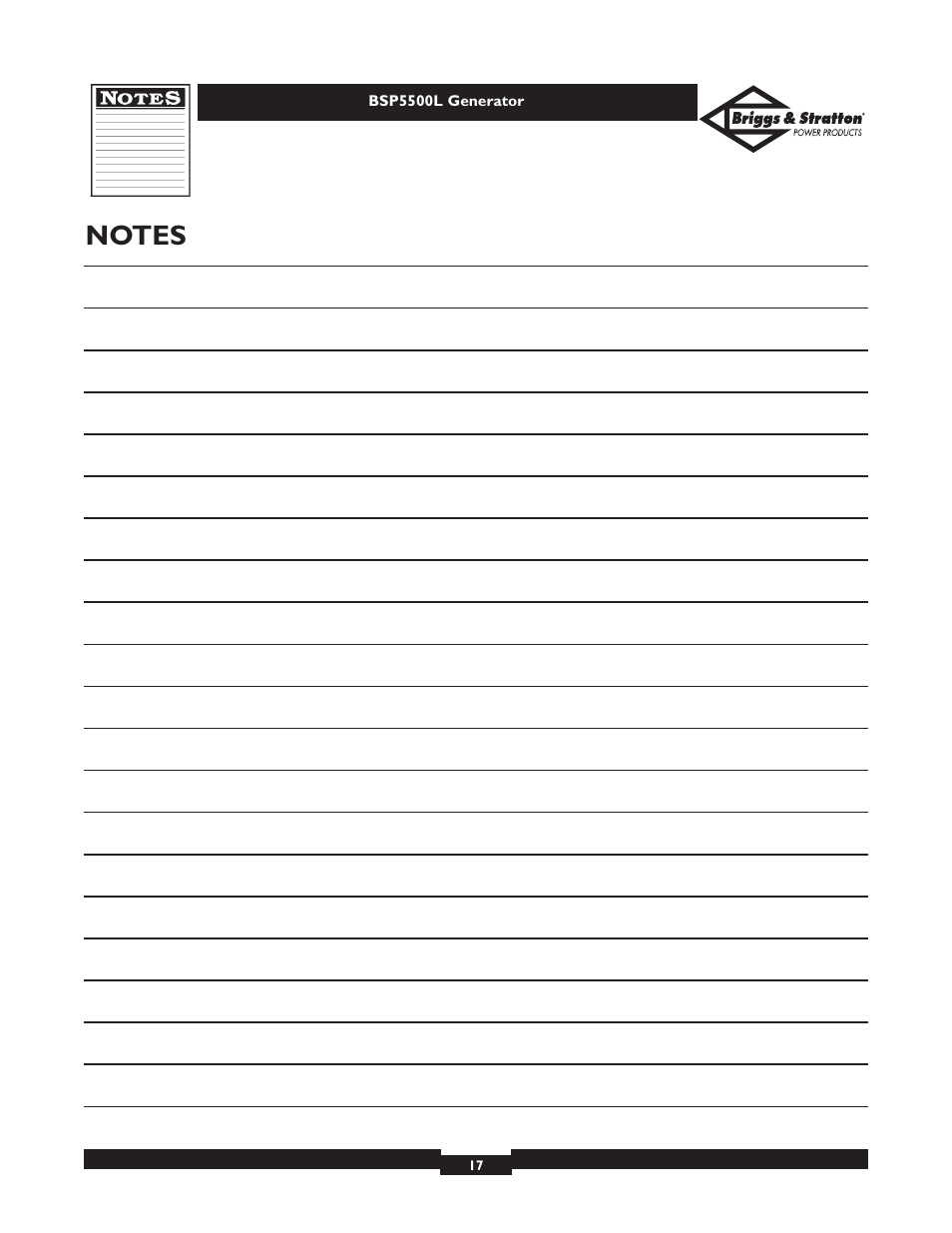 Briggs & Stratton AC GENERATOR bsp5500l User Manual | Page 17 / 40