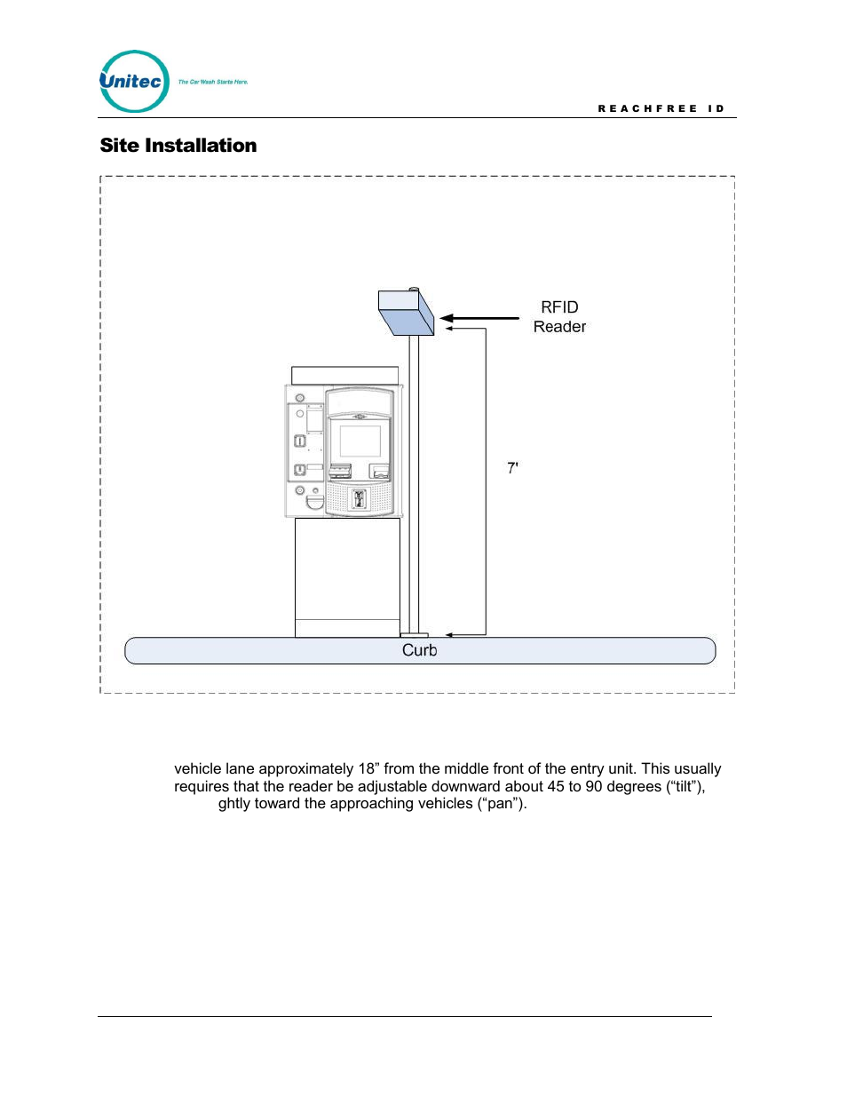 Site installation, Figure 5. rfid reader installation - front view | Unitec ReachFree ID for C-Start User Manual | Page 10 / 22