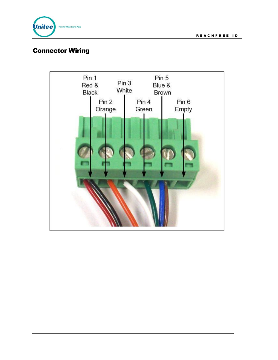 Connector wiring, Figure 7. wired connector | Unitec ReachFree ID for C-Start User Manual | Page 12 / 22