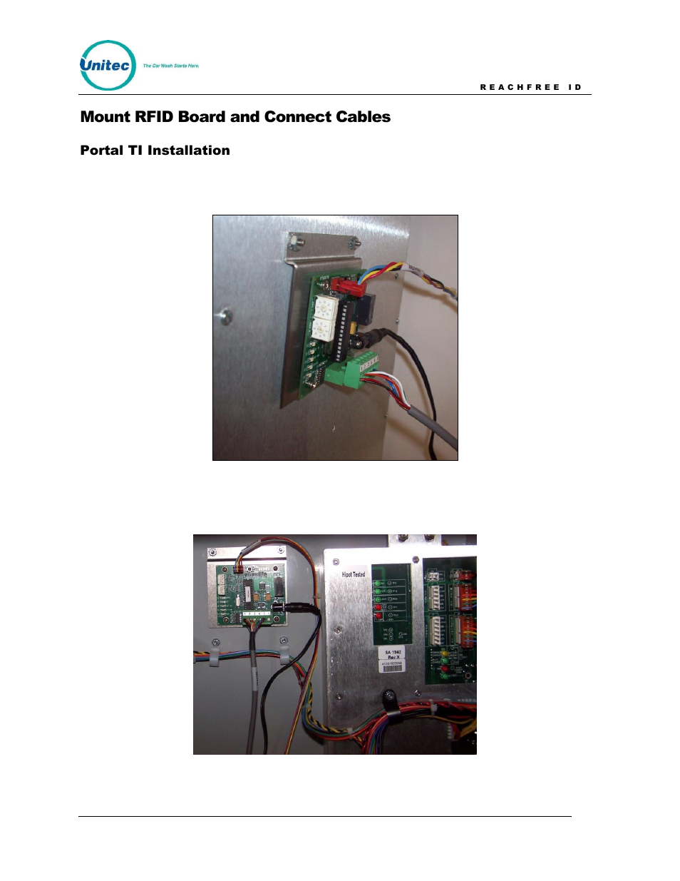 Mount rfid board and connect cables, Portal ti installation, Figure 9. rfid board location in cashless portal | Unitec ReachFree ID for C-Start User Manual | Page 13 / 22