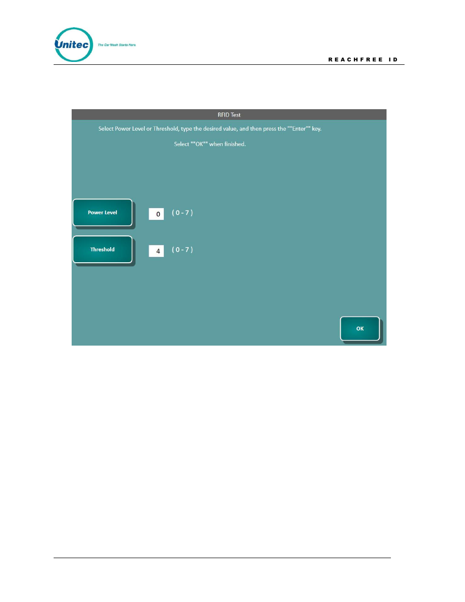 Figure 15. rfid settings screen | Unitec ReachFree ID for C-Start User Manual | Page 20 / 22