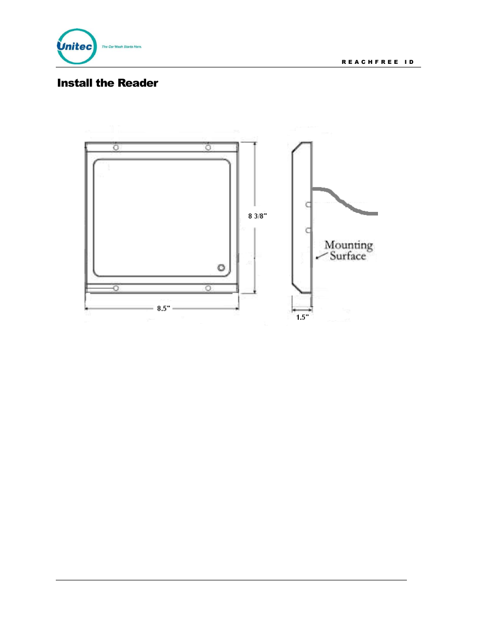 Install the reader, Figure 3. awid reader dimensions | Unitec ReachFree ID for C-Start User Manual | Page 8 / 22