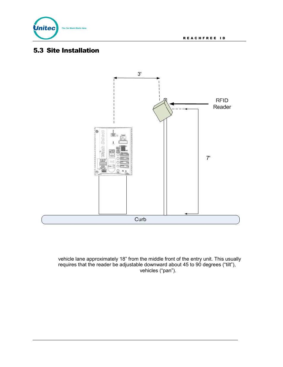 3 site installation, Figure 5. rfid reader installation - front view | Unitec ReachFree ID for Wash Select II User Manual | Page 11 / 16