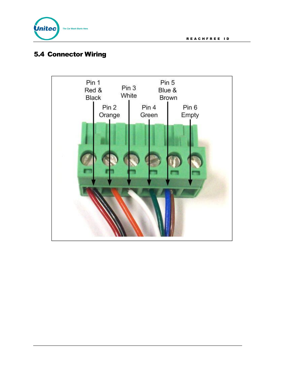 4 connector wiring, Figure 7. wired connector | Unitec ReachFree ID for Wash Select II User Manual | Page 13 / 16