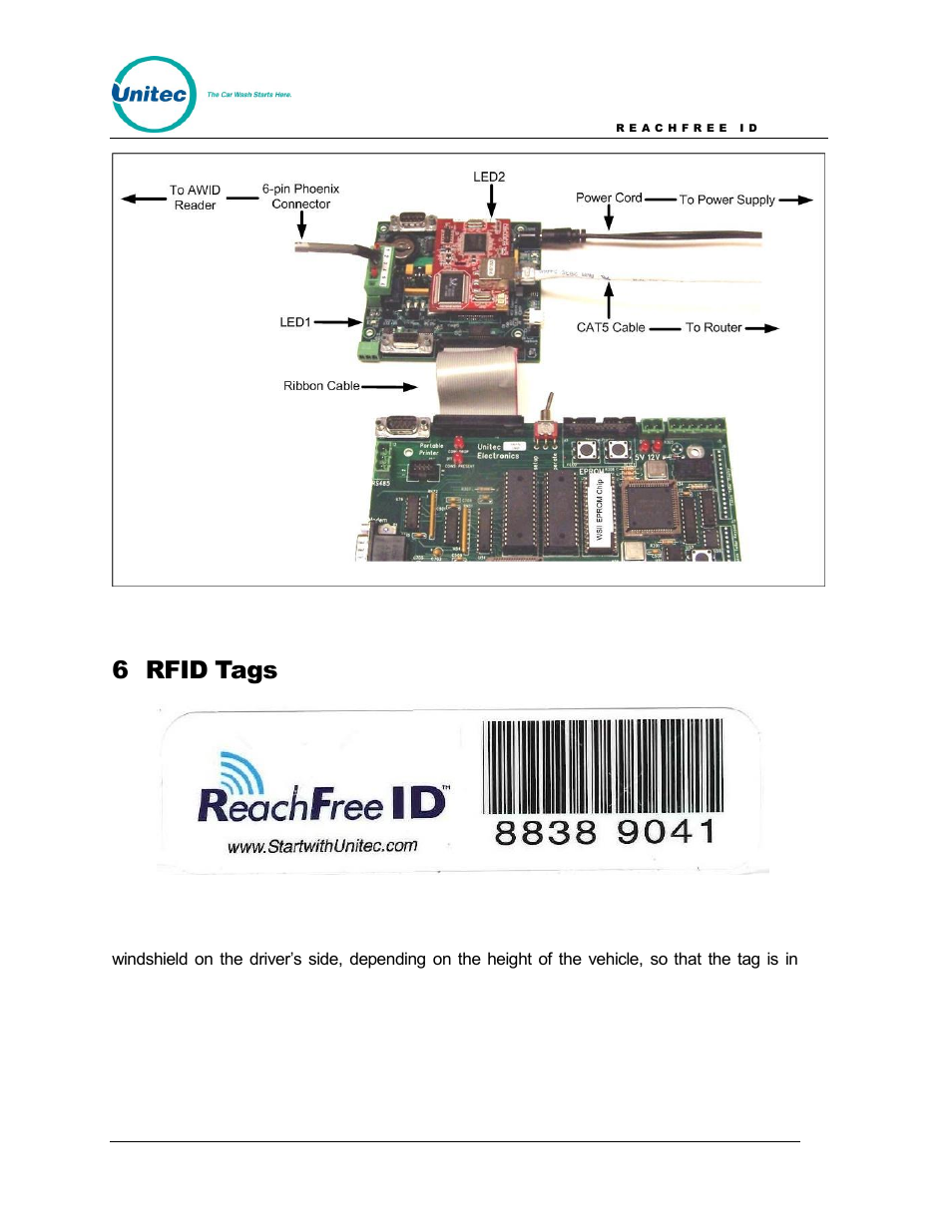 6 rfid tags, Figure 9. sample rfid tag | Unitec ReachFree ID for Wash Select II User Manual | Page 15 / 16