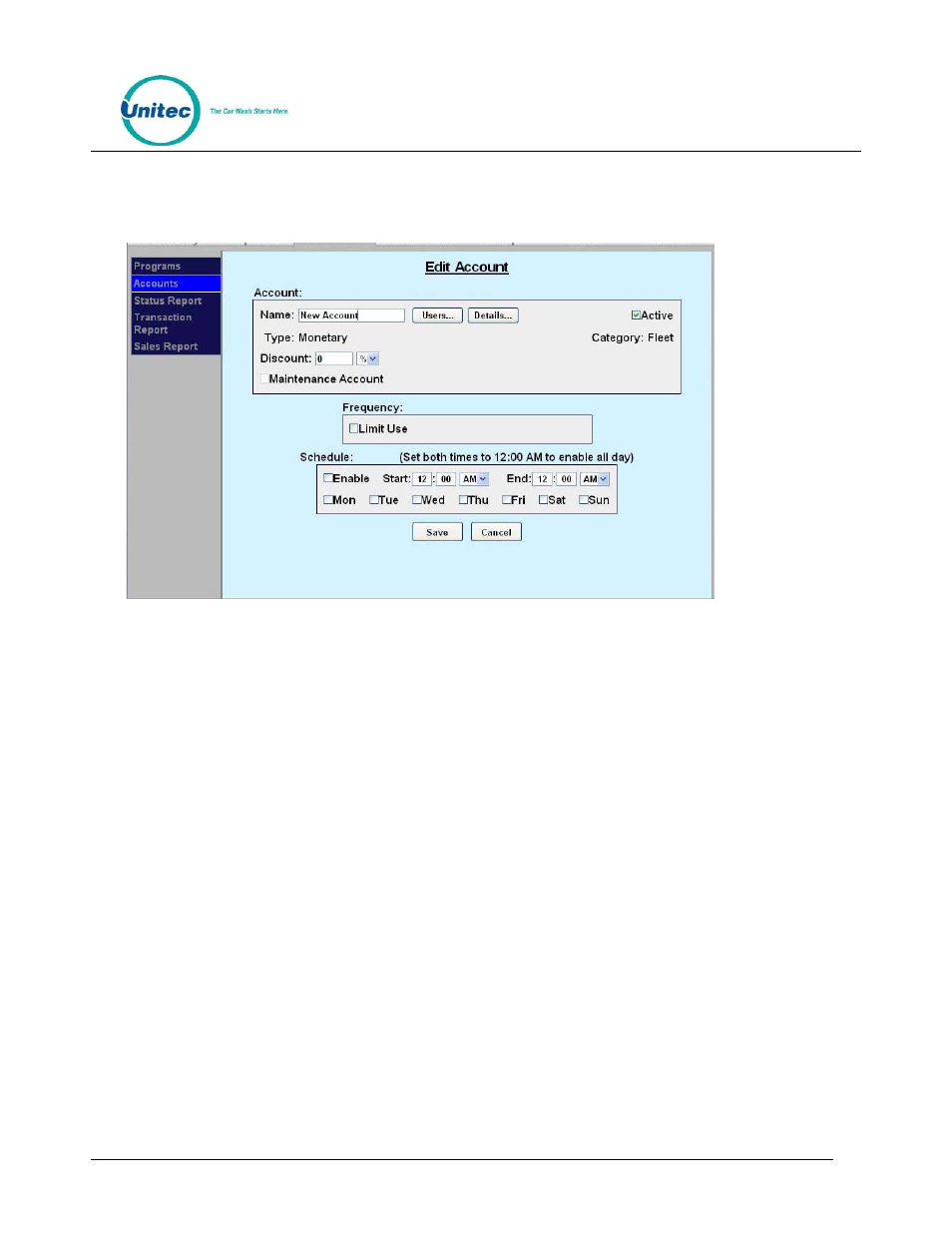 Figure 6. edit fleet account | Unitec WashPay User Manual | Page 18 / 46
