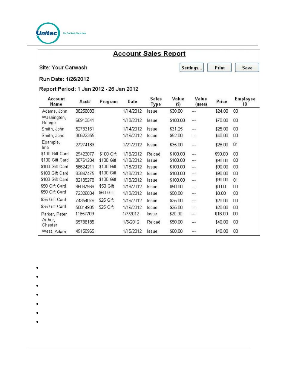Figure 10. account sales report | Unitec WashPay User Manual | Page 23 / 46