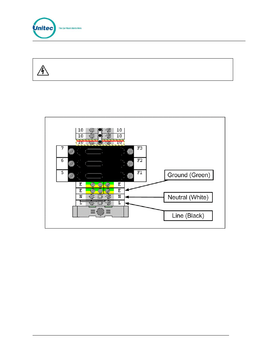 4 electrical installation, 1 wire the ac power to the gate controller, Electrical installation | Wire the ac power to the gate controller, Figure 5. wire the ac power to the gate controller | Unitec American Parking Equipment User Manual | Page 10 / 47