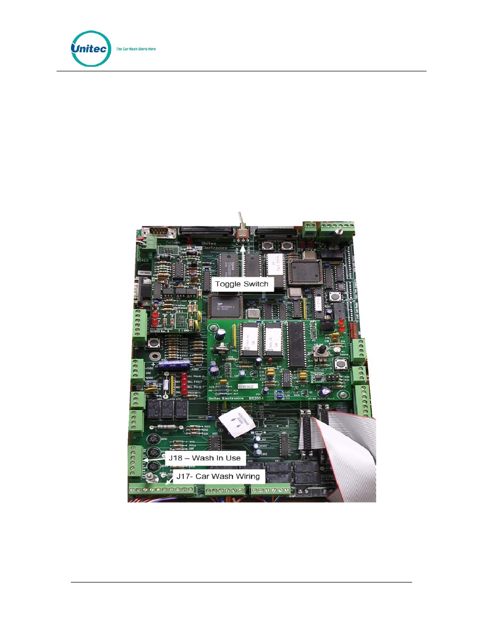 3 entry system configuration, 1 wash select ii settings, 1 enable barrier gate interface | Entry system configuration, Wash select ii settings, Enable barrier gate interface, Figure 21. wash select ii cpu board | Unitec American Parking Equipment User Manual | Page 31 / 47