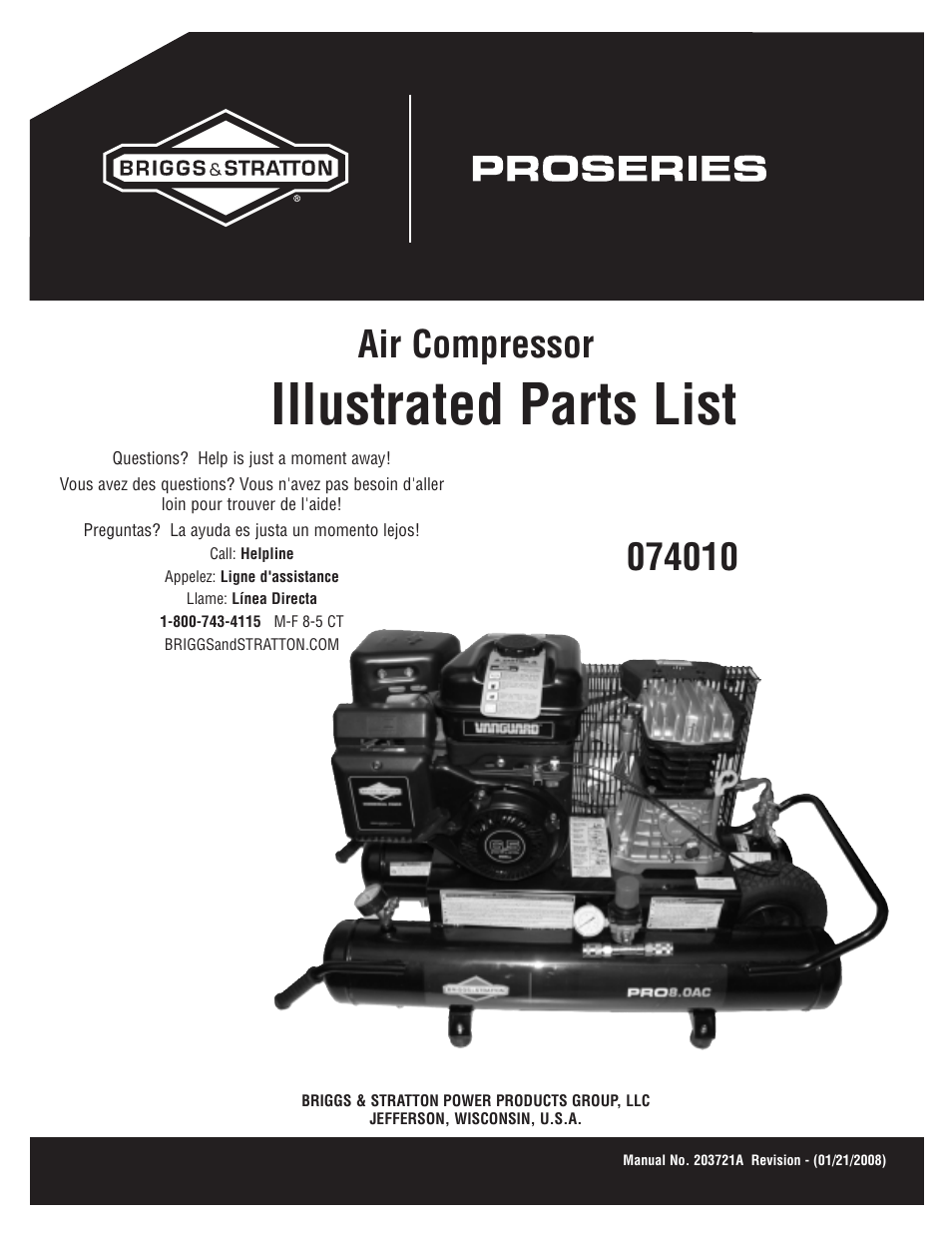Briggs & Stratton 074010 User Manual | 3 pages