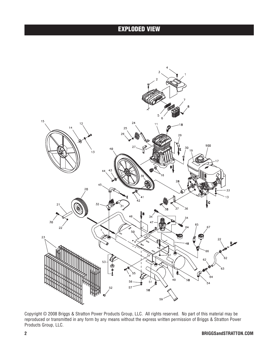 Exploded view | Briggs & Stratton 074010 User Manual | Page 2 / 3