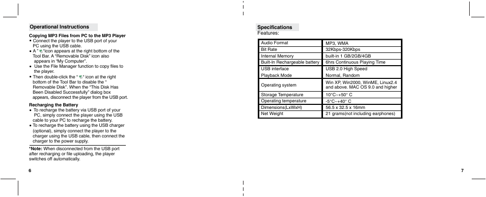 New mp3 manual 8.10.10 6-7 | UWater G4 User Manual | Page 4 / 6